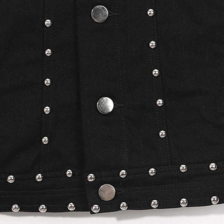 Jean Jackets Wholesale Men Punk Studded Biker Denim Jacket