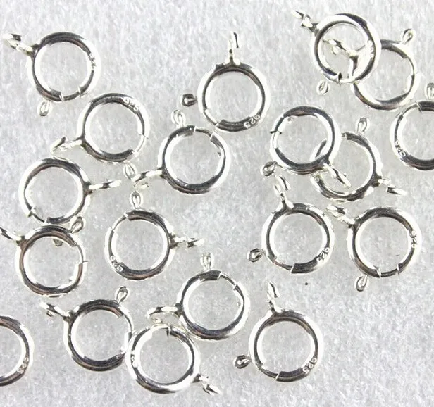 5mm 6mm 7mm 8mm high quality diy jewelry accessory spring ring circle lobster clasp 925 sterling silver clasp