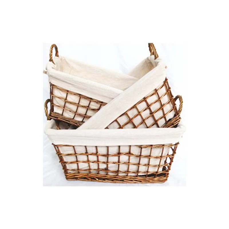 Exquisite wicker frame built-in woven fabric kitchen fruit bread storage basket
