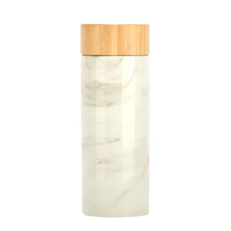 Hot Sales Double Wall Ceramic Travel Mug With Bamboo Lid