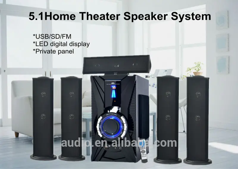 2014 горячей! деревянные 5.1 больших колонках бас для дома