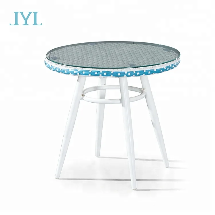 Newest small balcony outdoor rattan round table garden 3 pcs set