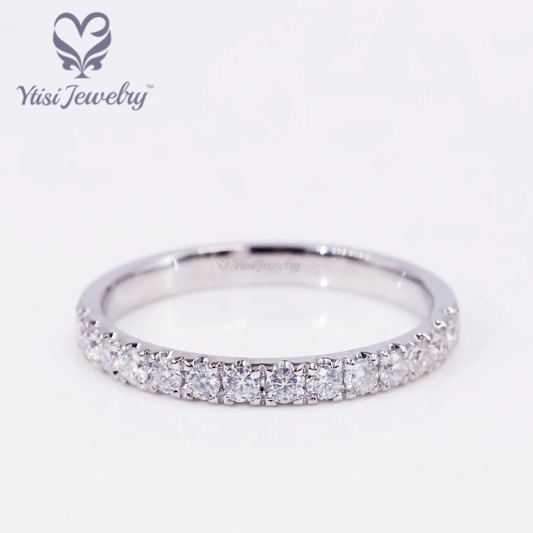 14k white gold wedding ring set 2ct round H&A cut moissanite lady ring