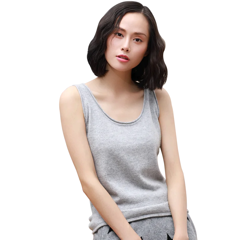 Women cashmere vest low-cut sleeveless tank tops slim fit cashmere vest wool sweater