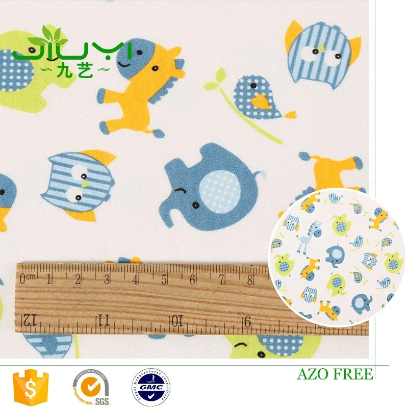 Wholesale 100% cotton interlock cheap custom elephant animal pictures print baby wear fabric