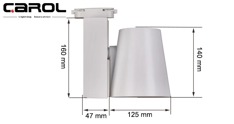 Carol dali c tick dimmable museum suspended 3 phase wall washer cob led track light 12w 30w 45w 50w led track spot light