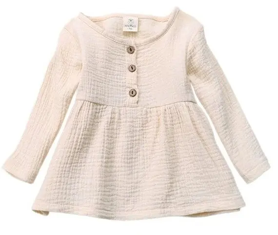 Пышное платье из хлопка и льна для маленьких девочек