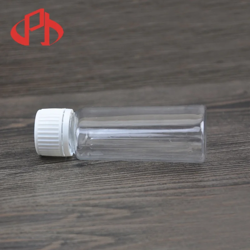 100ml transparent PET plastic mini oblate clear liquor bottles empty pocket water bottle with screw cap