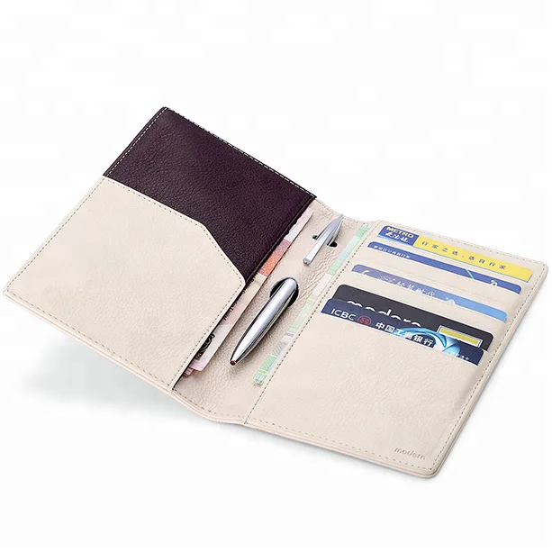 
Custom genuine leather rfid travel passport cover 