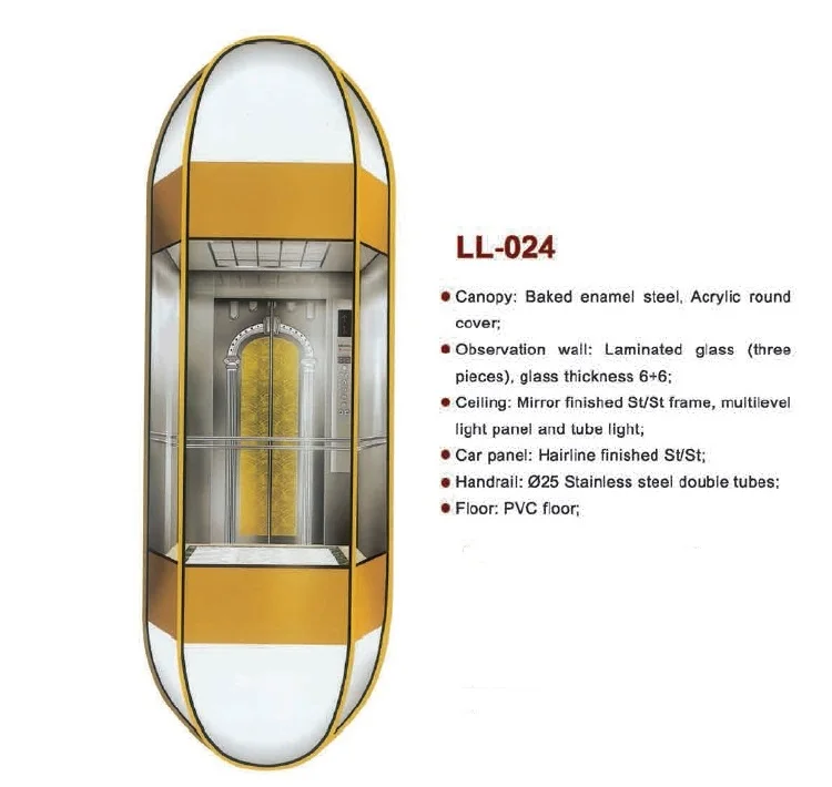 CE EAC certified Safe and Stable Functions Competitive Price Panorama Elevator