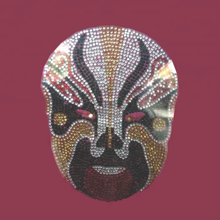 Custom Design Korea Manufacturers Skull Hotfix Rhinestone Transfer Strass Applique Flatback  For Garment