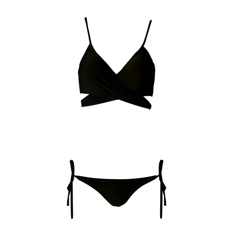 
2019 Swimwear Split Solid Cross Bikini Wholesale Swimwear Piece Bathing Suit Bathing Suit Cover Up 