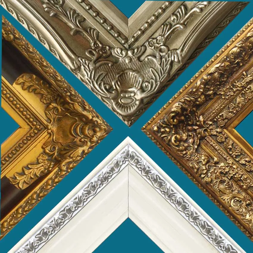 Handmade Custom Size Silver Luxury Royal Photo Frame Antique Baroque Wooden Picture Painting Frame