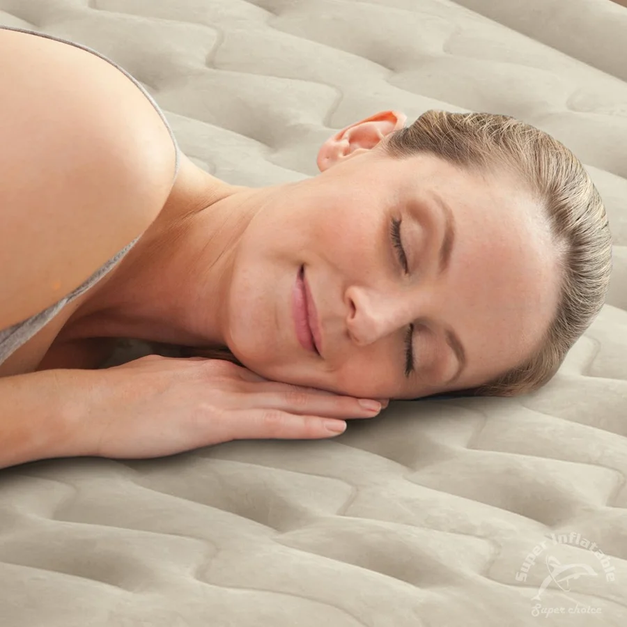 Wholesale Self Inflating Fashion Furniture Queen Size Inflatable Heavy-duty PVC Flock Air Bed MattressWith Headboard