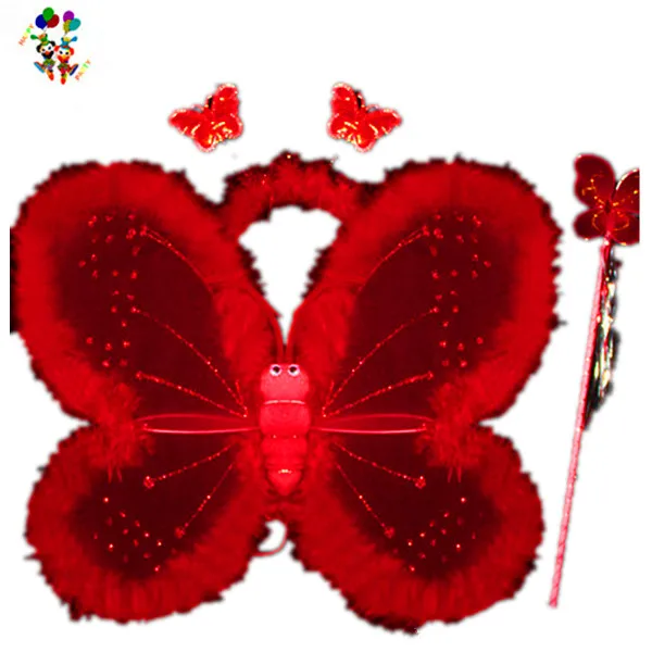 Cheap 3pcs Princess Party Feather Butterfly Wings with Wand Headband HPC-1757