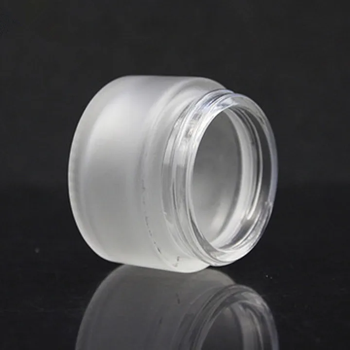Luxury frosted 20ml 30ml 50ml empty capsules borosilicate glass cosmetic cream jar with gold metal lid
