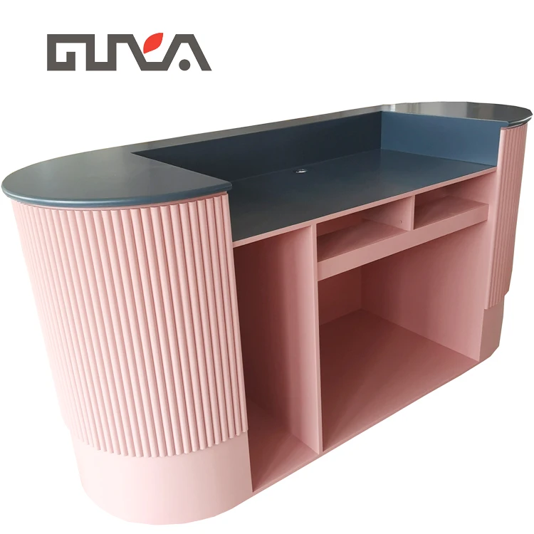 Desk for Company Marble White Salon for Bar Modern Clinic Wooden Reception Counter