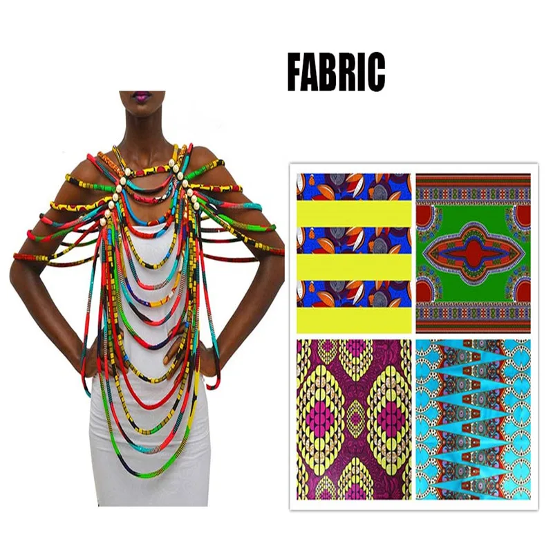 African Ankara Necklaces Jewelry Conversion Piece Rope Necklace Shawl Tribal African Beads Handmade Jewelry Necklace WYX26