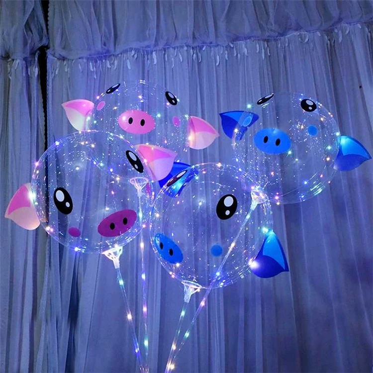 18 Inch Inflatable Bobo Led Balloon Bobo Balloon with sticker  For Christmas and Party Decoration