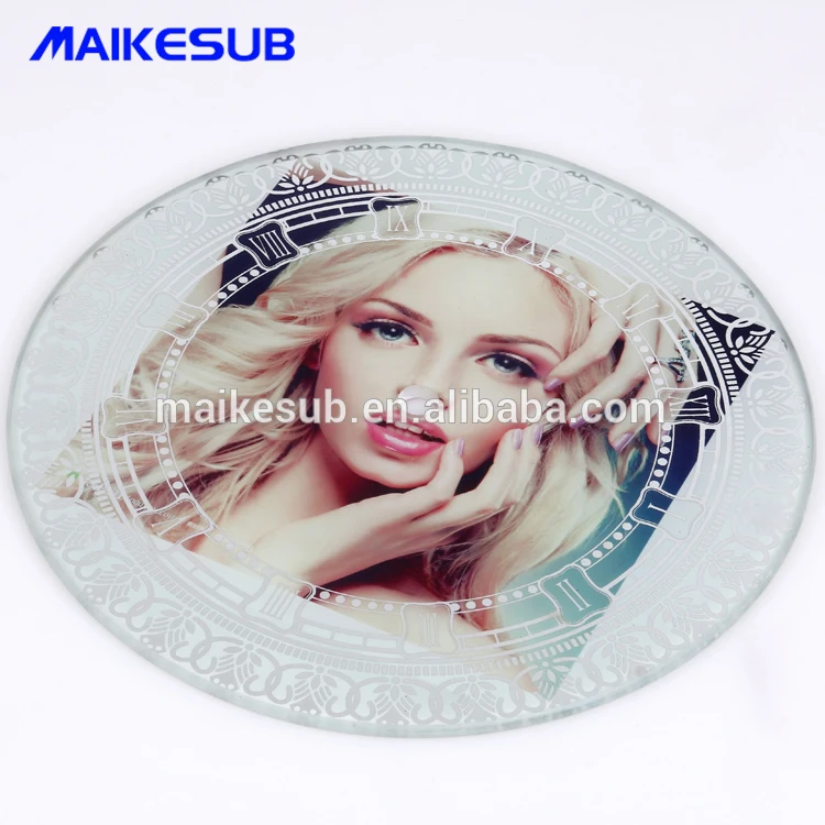 Креативные купольные настенные часы с стеклянным покрытием из твердой древесины, часы с сублимационным чистым стеклом, фоторамка, теплопередача, пользовательская картина