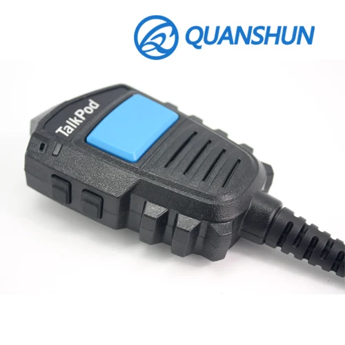 Talkpod Radio record remote speaker microphone with big blue PTT button