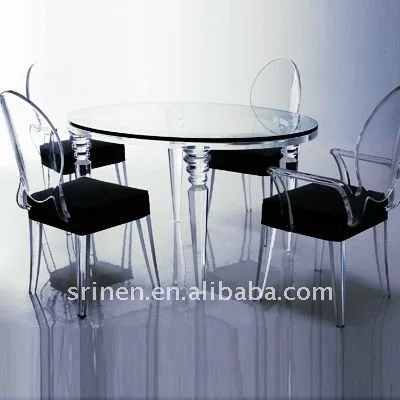 clear acrylic table with 4 chairs PMMA furniture