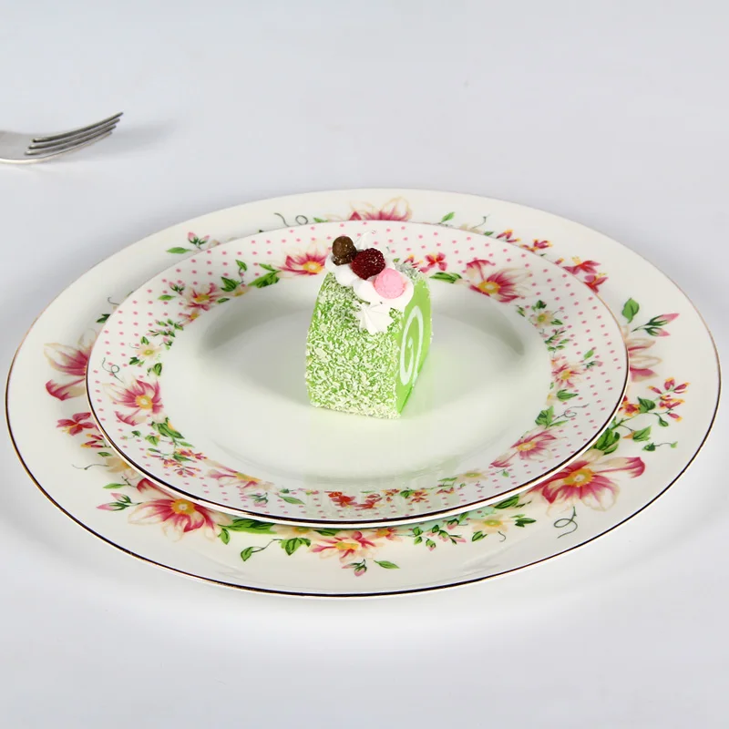 Flower modern design ceramic porcelain bone china plate for hotel restaurant and home use