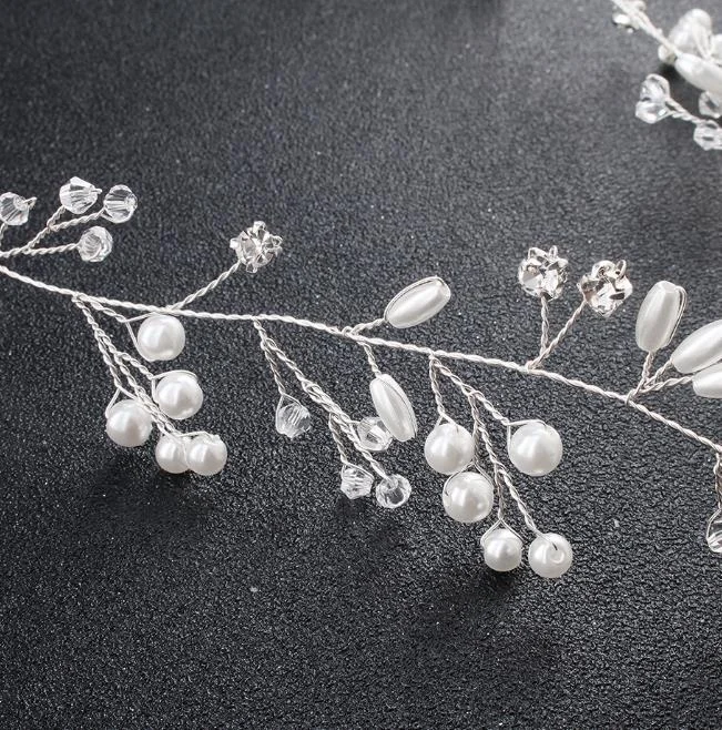 
Handmade Crystal Diamond Pearl Hair Accessories Bridal Headband for Wedding 