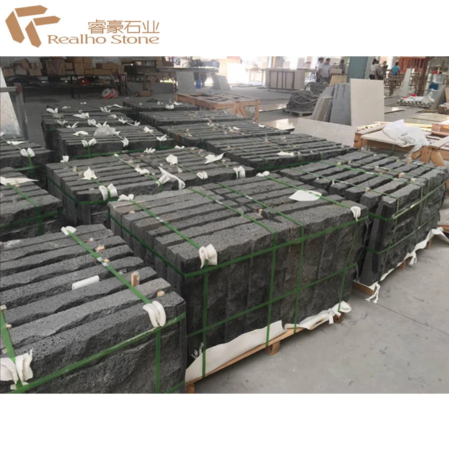 Раздельный и водоструйный Черный Базальтовый Камень для облицовки стен