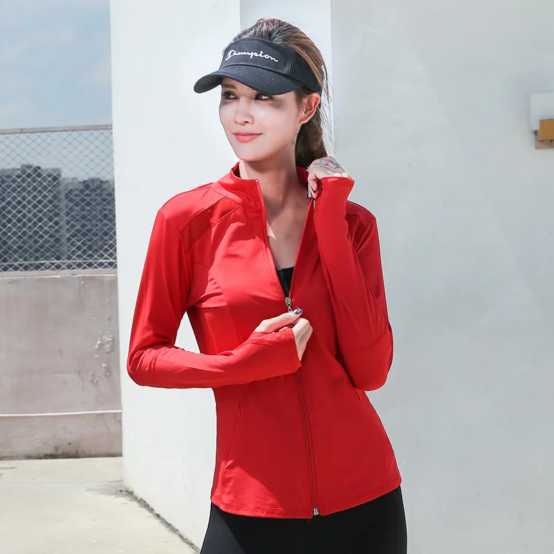 
Women Breathable Fashion Net Mesh Long Sleeve Yoga Sports Jacket Zip with Polyester 
