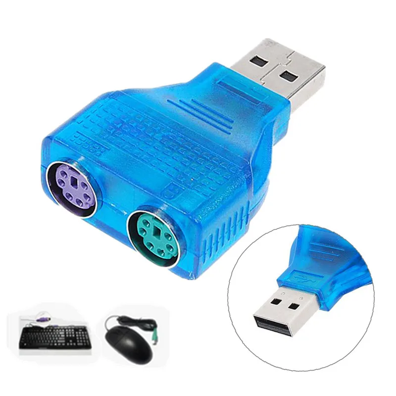 New Arrival Slim USB 2.0 to PS/2 adapter dongle To use your PS/2 Keyboard/Mouse on a USB port computer accessories Convenient