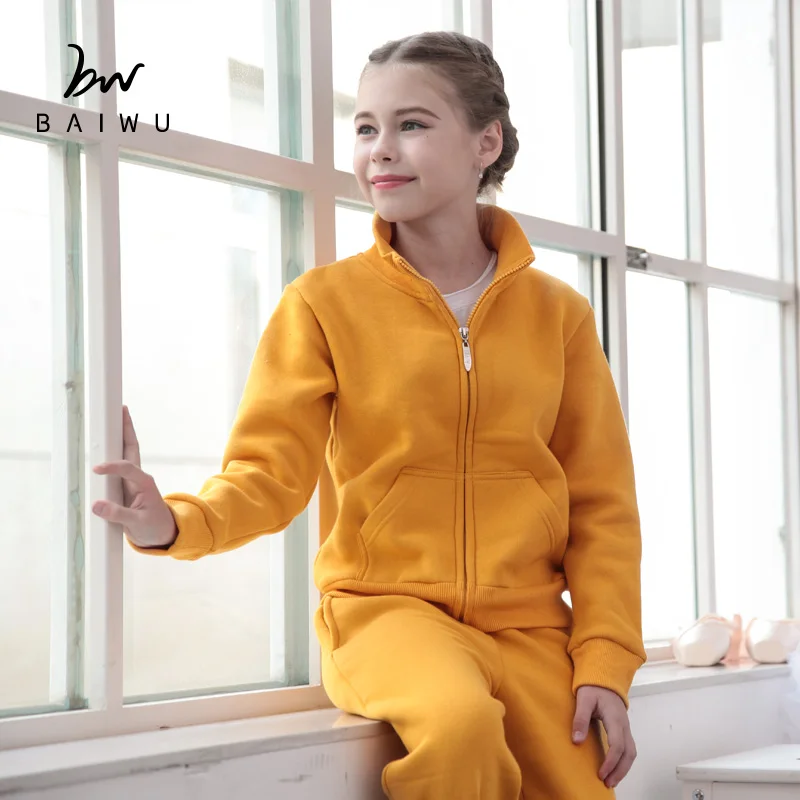 118226028  Warm Ups Kids Classic Dance Wear High Collar Velvet for Girls Training Stage & Dancerwear Children Unitards Baiwu