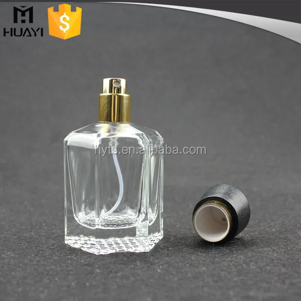 hexagon spray glass men perfume bottle with wooden cap