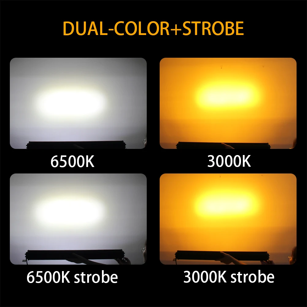 Triple Row Dual color 22inch 32inch flashing Amber Strobe barra led 4x4 Car Warning led light bar for trucks