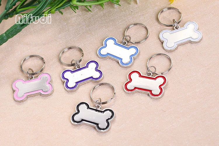 stainless steel custom metal blank chain name id silicon bone shape dog tag