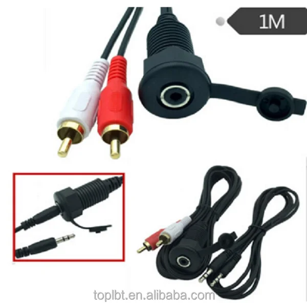 2 RCA to USB and DC3.5mm Female Flush Mount For Car CableMount  Cable