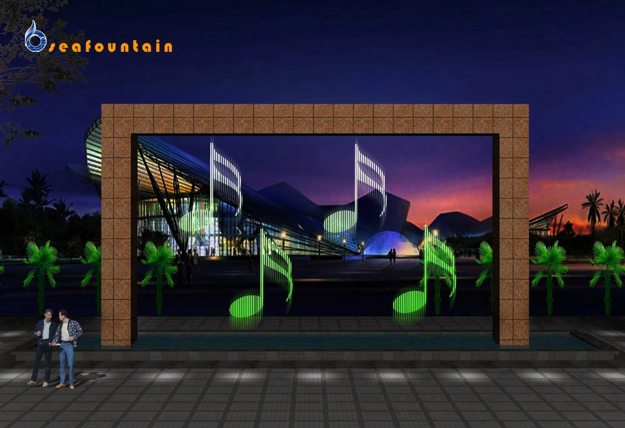 Digital Water Curtain Graphic Waterfall Water Fountain