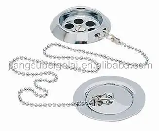 classical bathroom drain and overflow with chain plug chrome finish