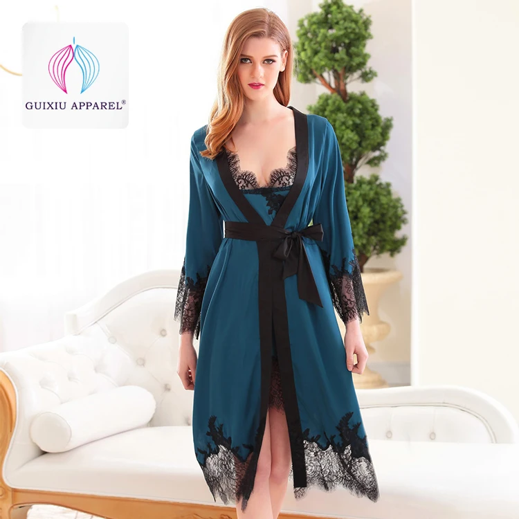 comfy womens dressing gown lace sleeping gown silk sexy Bathrobes