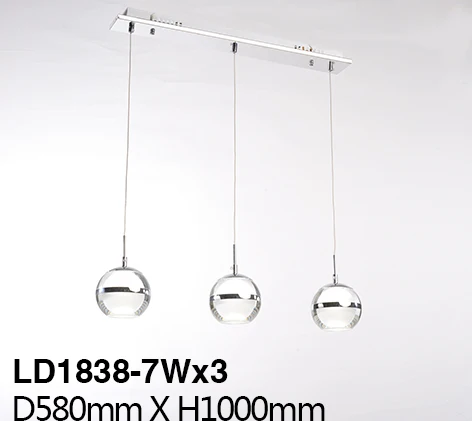 For USA 2018 Hot Product Glass Iron Acrylic 1 3 5 Heads Lighting Lamp Body Pendant Linear Light