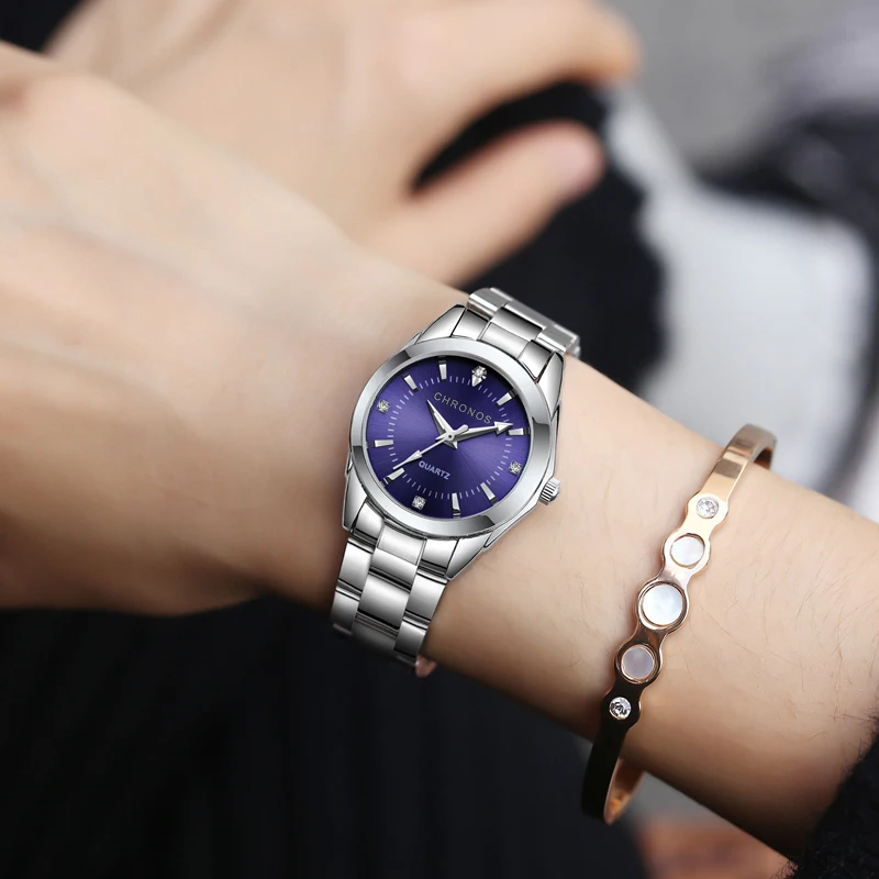 Chronos Watch Women Luxury Quartz Watch Waterproof Ladies Wrist Watches Stainless Steel Relogio Feminino