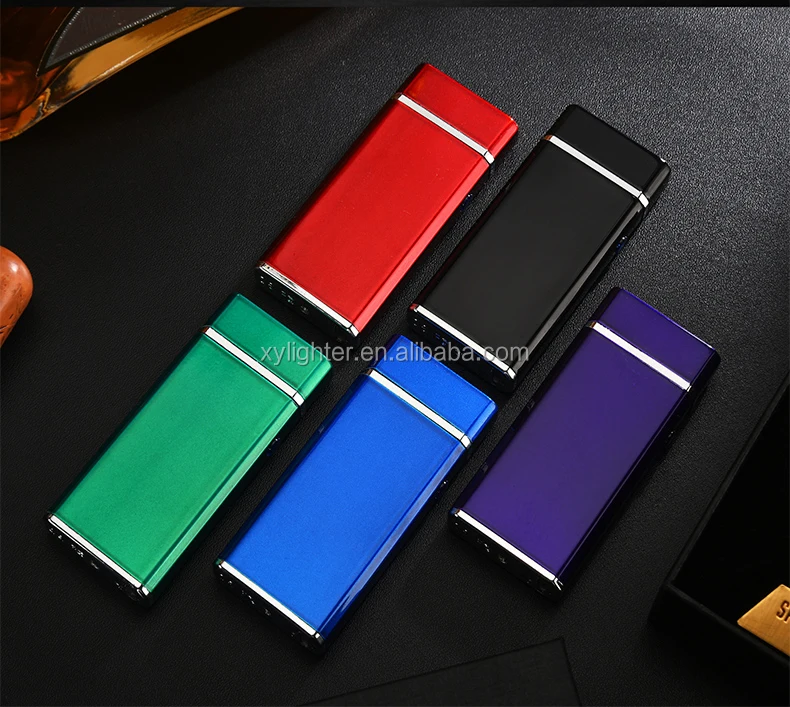 XY830610 Fashion Metal Electric Rechargeable Pulse Lighter Double Arc USB Lighter