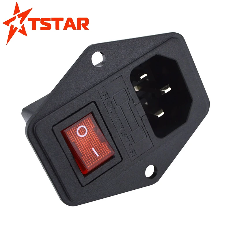 10A 250V Inlet Module Plug Fuse Switch 3 Pin ON/OFF Power Socket IEC320 C14 for game machine accessories