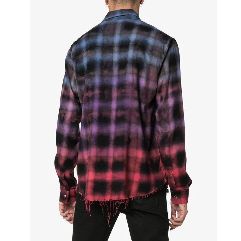 wholesale plaid button long sleeve mens longline flannel shirt long plaid shirt mens plaid shirt