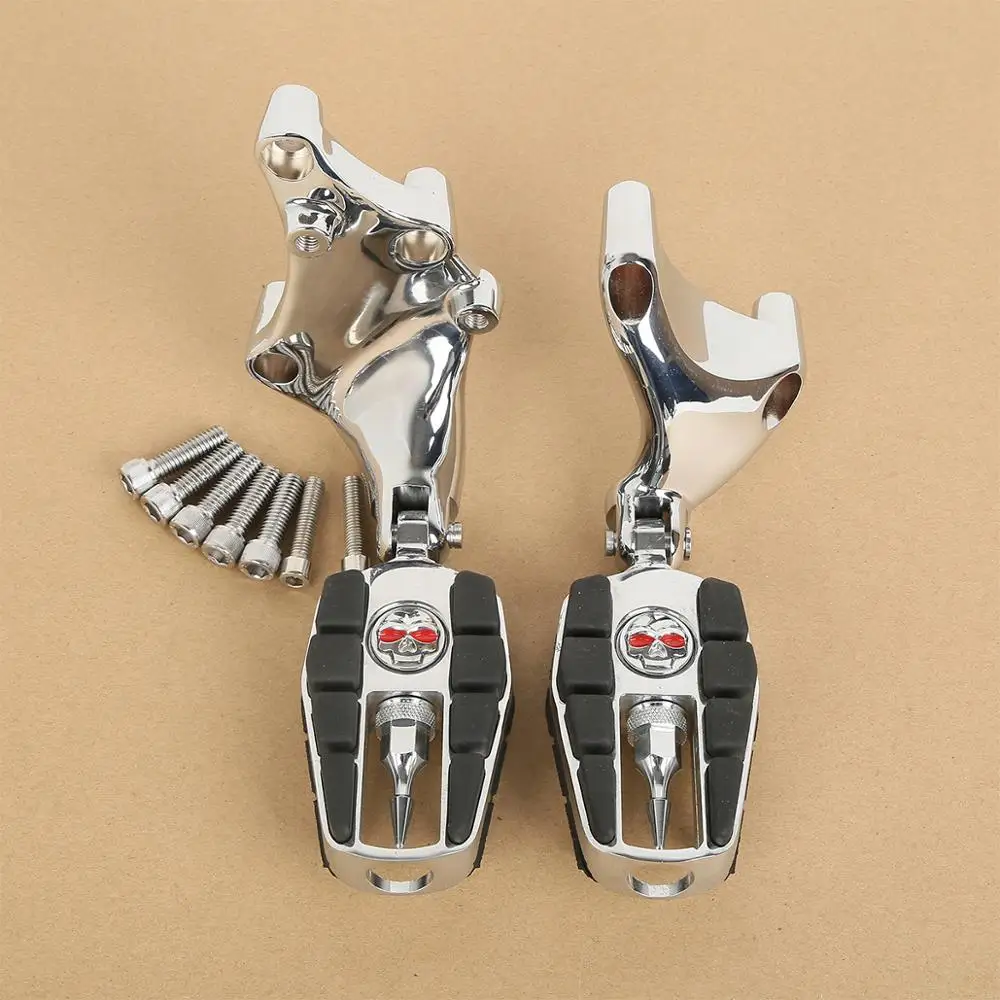 XF2103108-E  Skull Chrome Foot Pegs & Brackets For Harley Sportster XL883 XL1200 Iron 14-16