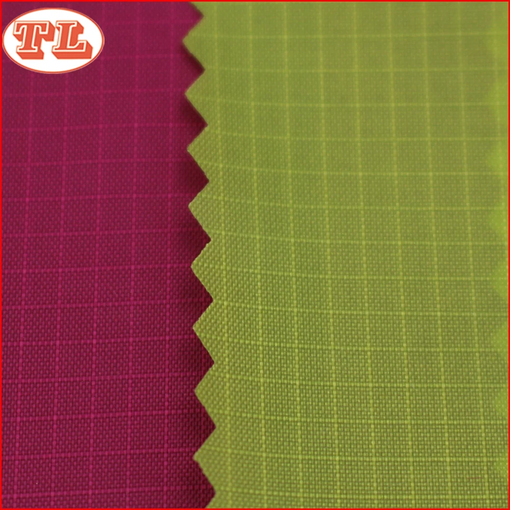 DWR 70d 210T ripstop nylon taffeta fabric with pu coated for hammock