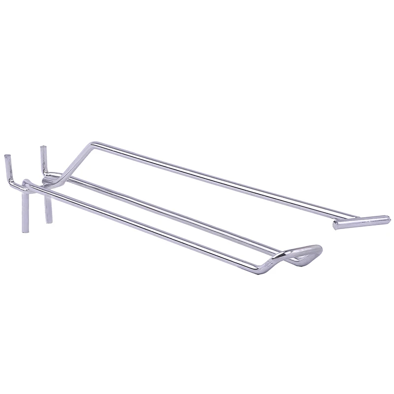 Chrome Supermarket Hanging Pegboard Hooks Three Wires Goods Display Hanger U Hook With Price Tag