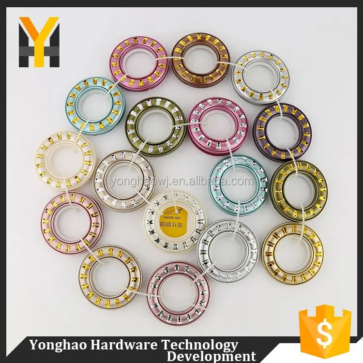 New coming contemporary colorful eyelet ring plastic beautiful curtain rod rings