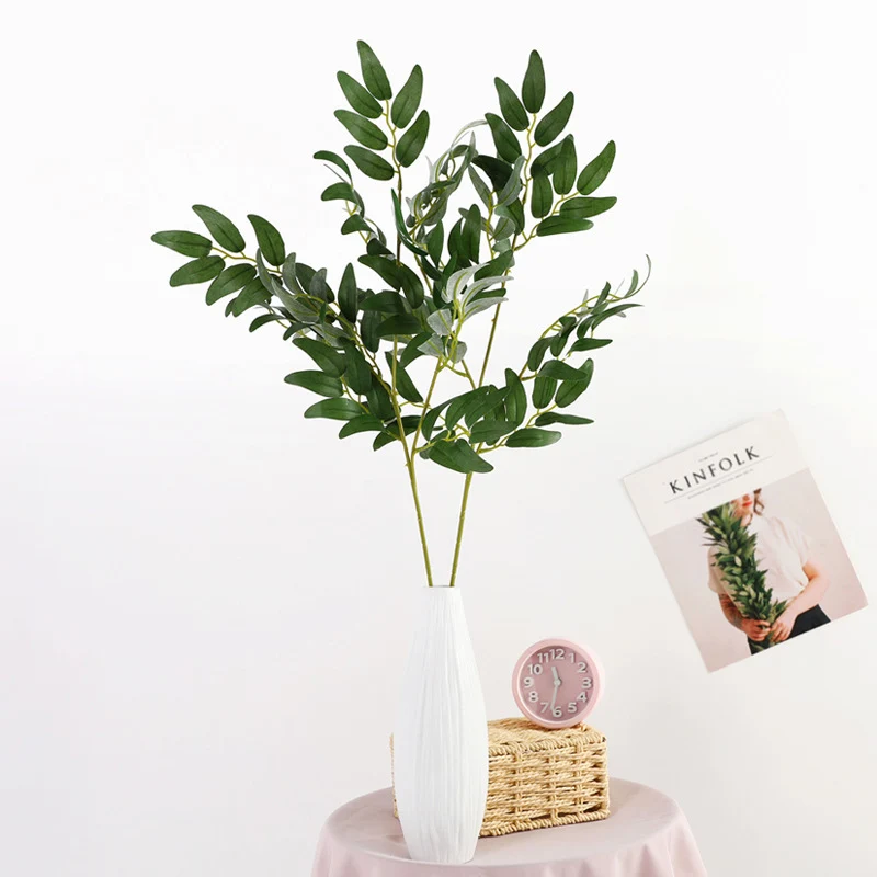 ZERO Artificial Green Indoor Hanging Plants Weeping Willow Tree Artificial Bamboo Leaves