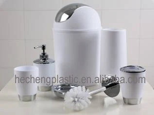 High Quality Household Wares Toilet Accessory 6PCS Plastic Purple Bathroom Set
